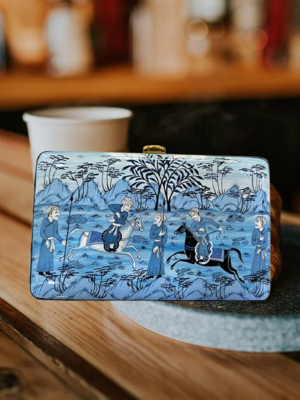 Boho Wallets, Luxury bags, Clutches with hand painted paper mache art, Papier mache clutches from Kashmir-